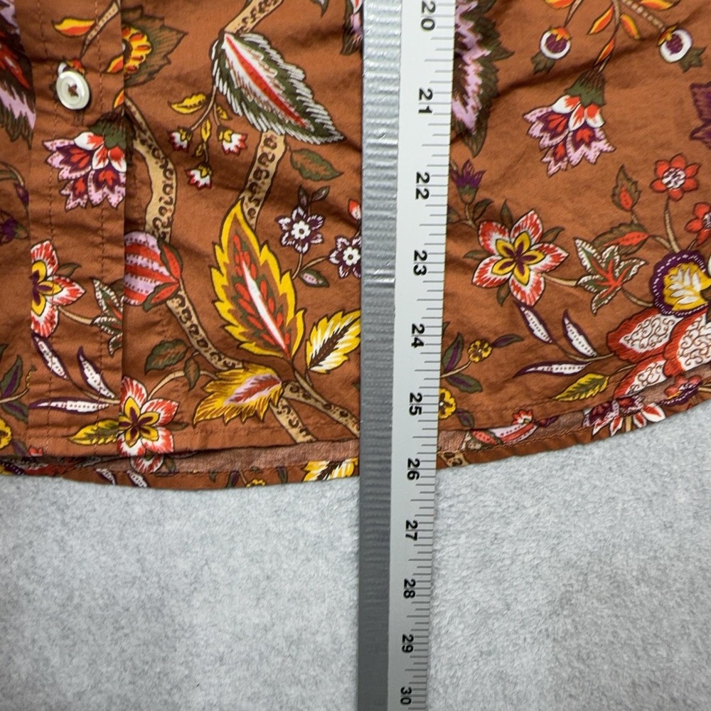 Talbots Shirt Women Petite Large Purple Brown Floral Long Sleeve Button Contrast - Picture 8 of 13